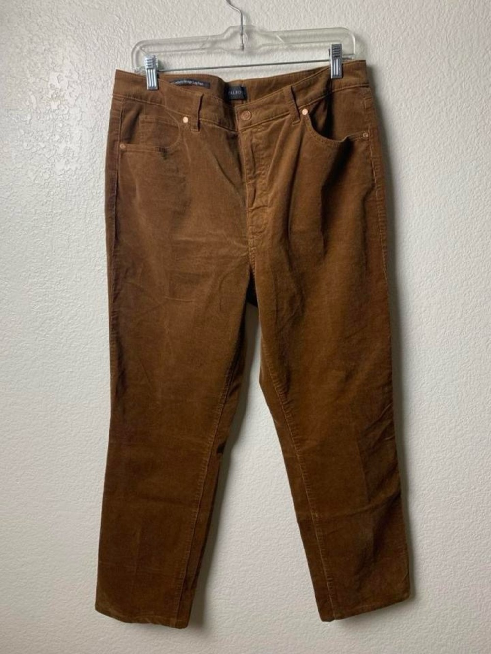 Brown Corduroy Straight Leg Pants Womens Size 12 High Rise Casual Autumn